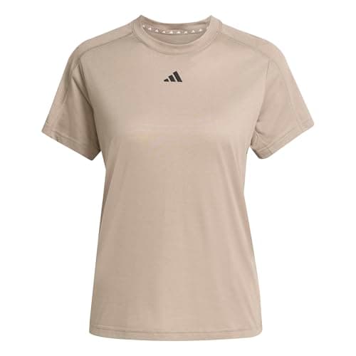 adidas Damen AEROREADY Train Essentials Minimal Branding Crewneck Tee, Chalky Brown/Black, L