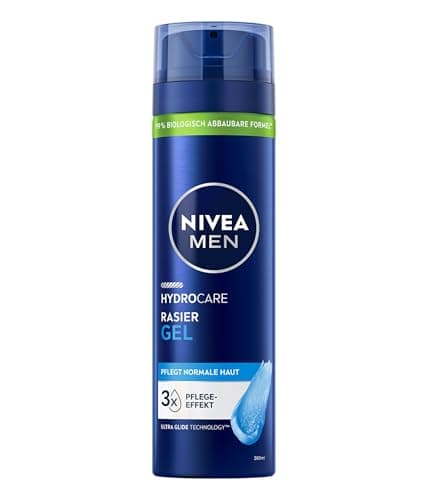 NIVEA MEN HydroCare Rasiergel (200 ml), Schutz und Pflege für eine sanfte Rasur, hautschonendes Rasiergel für Männer mit Aloe Vera und Panthenol Bio Öko