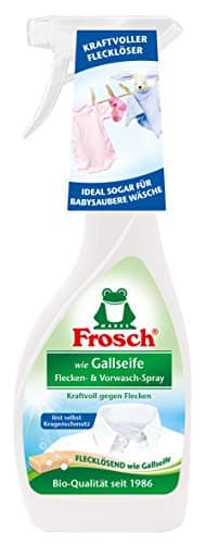 Frosch wie Gallseife Flecken und Vorwaschspray, Fleckenentferner zur Vorbehandlung, für Weißes, Buntes und Feines, entfernt Fett, Öl, Blut, Eiweiß, 500 ml Vegan