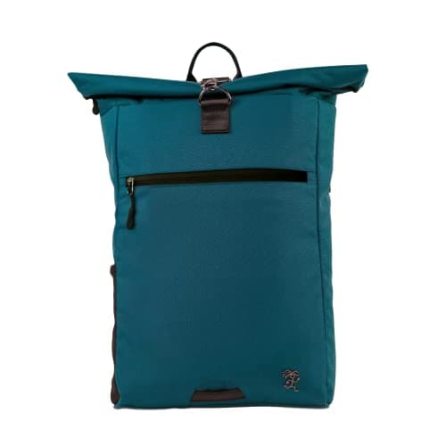 FUCHS & REBELL® Rolltop Rucksack PIET - Durchdacht & Nachhaltig - mit Laptopfach & Anti Diebstahl Tasche - 15-22L (Petrolblau) Öko