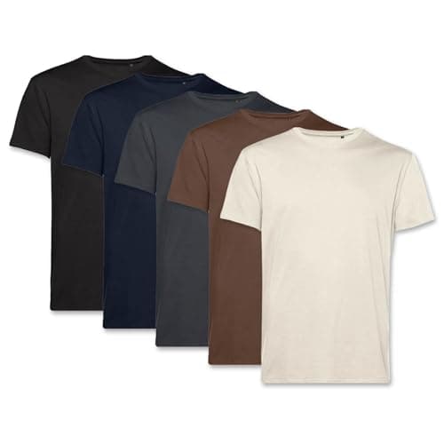 PinkTex Herren T-Shirt (5er Pack) Bio-Baumwolle, Sand/Braun/Dunkelgrau/Navy/Schwarz, XL Bio Öko