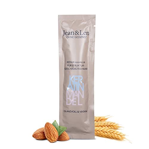 Jean & Len Repair Haarkur Keratin & Mandel, bändigt widerspenstige Haare, Anti-Frizz, für kraftvolle und gesund glänzende Haare, ohne Parabene, Silikone, Mikroplastik & Mineralöl, vegan, 20 ml Öko Vegan