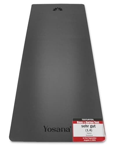 Yosana Yogamatte aus Naturkautschuk | extrem rutschfest | ULTRA GRIP Oberfläche aus ECO PU | extra breit 68cm | inklusive Tragegurt | Yoga matte 183x68cm | 4mm dünn Bio Öko Vegan
