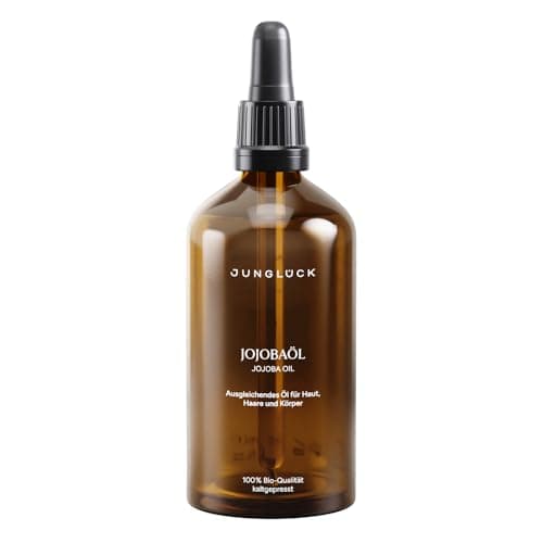 JUNGLÜCK Jojobaöl Bio Kaltgepresst - 100% Bio, Rein & Natürlich - Jojoba Oil für gesunde Haare, schöne Haut und kräftige Nägel - Naturreines Gesichtsöl und Körperöl für ein ebenmäßigeres Hautbild Bio Öko