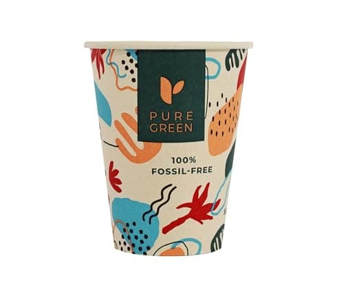 PG EcoAmour Zuckerrohr Pappbecher 240ml 8oz – 50 Stück – Kompostierbare Bio Kaffeebecher To Go – Umweltfreundlich & Biologisch Abbaubar – Einwegbecher aus Pflanzenfasern Bio Öko