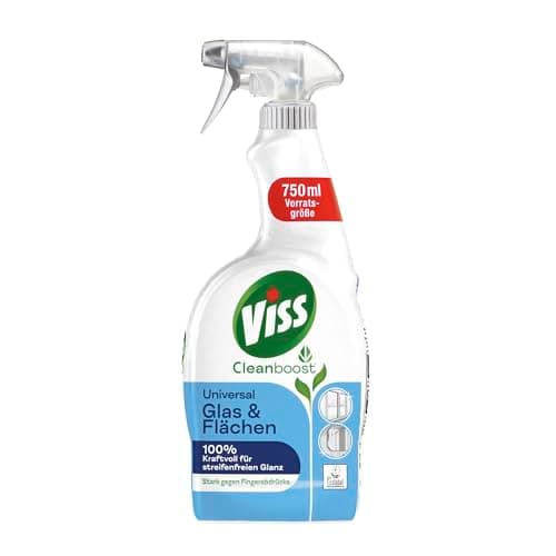 Viss Cleanboost Glasreiniger Universal Glas & Flächen Reinigungsmittel für streifenfreien Glanz und stark gegen Fingerabdrücke 750 ml
