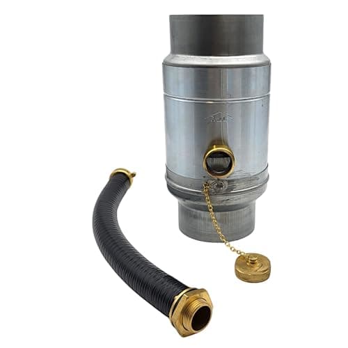 zbs24 Zink Regenwassersammler 76mm Set 1, Wassersammler mit automatischer Füllstop, mit Schlauchverbindung 30cm für Auffangbehälter, Made in Germany, 85% Wasserertrag