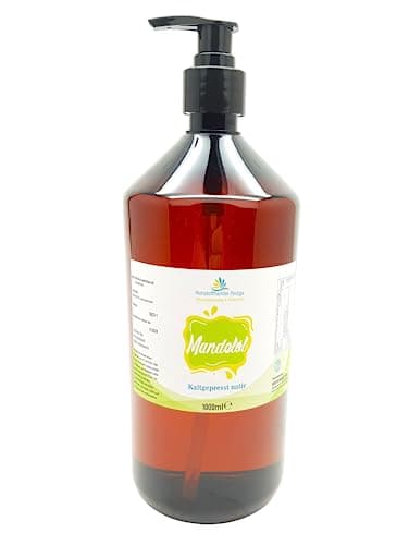 Mandelöl 1000 ml süß, kaltgepresst 100% rein Massageöl, Babyöl Gesicht, Körper, Haar, Bart, Nägel, Muskelentspannung (1000ml)