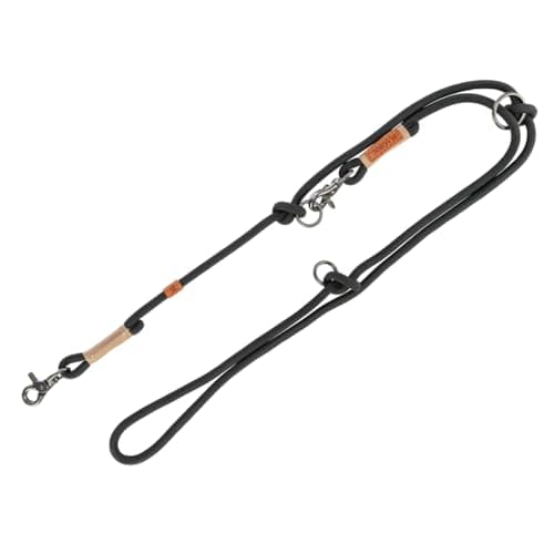 TRIXIE Hundeleine BE NORDIC V-Leine S–M, 2,00 m ø 8 mm in schwarz/sand - verstellbare Hundeleine mit nordischem Charme - für kleine bis mittelgroße Hunde - 17225