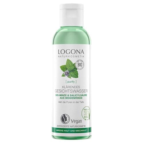 Bio Klärendes Gesichtswasser von LOGONA Naturkosmetik für unreine Haut & Mischhaut, Bio-Minze & natürlicher Salicylsäure aus Weidenrinde, Mattierend, Natürlich & Vegan, 125 ml Bio Öko Vegan