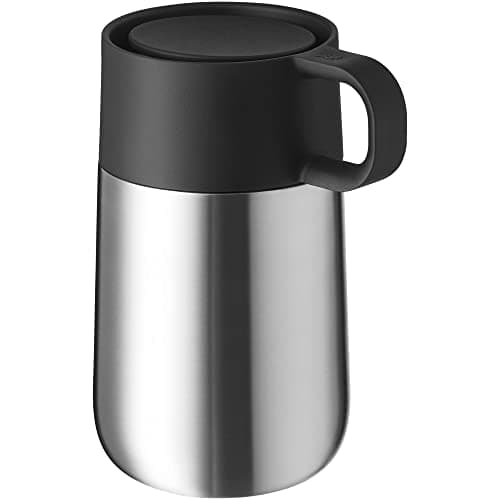 WMF Impulse Travel Mug Thermobecher Edelstahl 300 ml, Kaffeebecher to go mit Automatikverschluss, 360°-Trinköffnung, Thermobecher Henkel, hält Getränke 6h warm, 12h kalt, mattiert