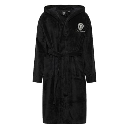 Carlo Colucci Kapuzen-Bademantel Como | für Herren | aus 100% kuschelweicher Baumwolle und saugstarkem Frottier | nachhaltig und fair | Größe M | Schwarz Öko