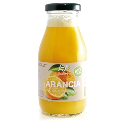 Agricola Miglioretti – 255ml 100% Bio-Orangensaft (helle Sorte), kaltgepresst, ohne Zuckerzusatz – Natürliches und erfrischendes italienisches Produkt Bio Öko