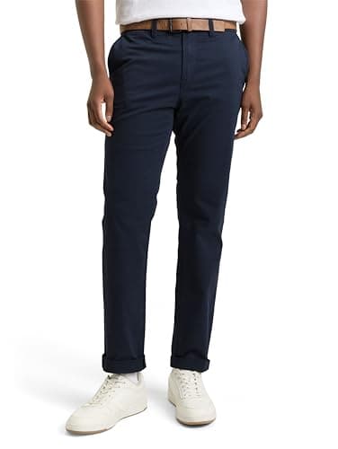 TOM TAILOR Denim Herren Slim Fit Chino Hose mit Gürtel