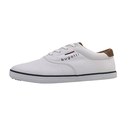 bugatti Canvas Sneaker aus Baumwolle, Low-Top-Leinenschuh mit Flexibler Sohle, Weiß, 43 EU Bio Öko