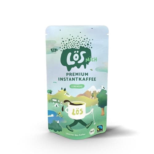 Lösmich Premium Instantkaffee Lebendig für bis zu 15 Tassen | 100% Bio & Fairtrade, keine Zusatzstoffe | Löslicher Kaffee (Klein, vollmundig, milde Röstung) Bio Öko