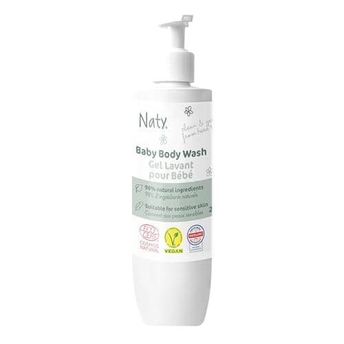 Naty Baby Waschgel 240ml – Waschlotion natürlichen Ursprungs, keine Tränen, ohne Duftstoffe, ohne Sulfate (SLS/SLES), dermatologisch getestet, vegan, zertifizierte Naturkostmetik (COSMOS Natural) Bio Vegan