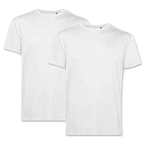 PinkTex Herren T-Shirt (2er Pack) Bio-Baumwolle Rundhals, Weiß, M Bio Öko