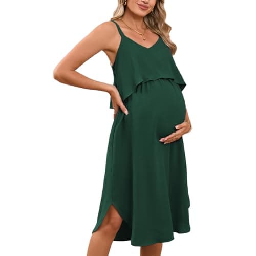 CIBTYHOH Damen Umstandskleid Sommer Sleeveless Stillkleid V-Ausschnitt Umstandsmode