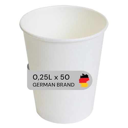 LogiPack 50 Stück Pappbecher 250ml / 8 oz Ø 80 mm weiß- Bio Einwegbecher plastikfrei - Kaffeebecher Nachhaltig & Recycelbar - Für Kaffee, Smoothies, und mehr Bio Öko