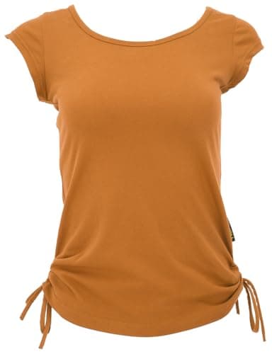 GURU SHOP Yoga T-Shirt aus Bio-Baumwolle - Curry, Damen, Size:S Bio Öko