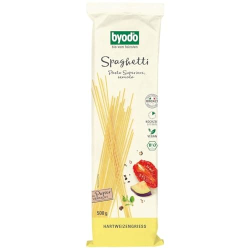Byodo Bio Helle Spaghetti, 500g - Premium-Qualität Italienische Pasta, 100% Bio-Durum-Weizen, Ideal für Feinschmecker I Nudeln, Küchenbasis, Vegan, Ideal Zum Kochen Bio Öko Vegan