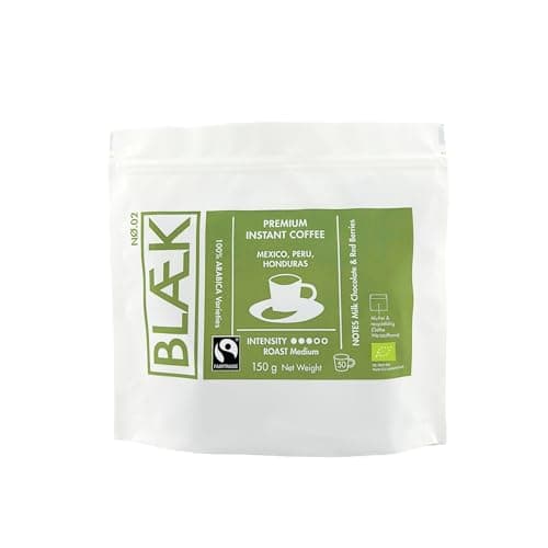 BLÆK Specialty Bio Instant Kaffee Nø.2 | Blaek Organic Premium Coffee 150g Bag: To Go Pouch löslich | Premiumkaffee Medium Roast Arabica Hochland Kaffeebohne süß | Hotel Camping Reise Büro Bio Öko