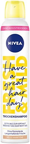 NIVEA Trockenshampoo Fresh & Mild (200 ml), extra mildes Trockenshampoo Spray für helle Haartöne mit angenehmem Duft, Trockenhaarshampoo für sofortige Frische Bio Vegan