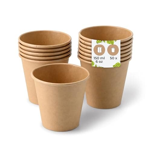 BIOZOYG 50 Stück Kaffeebecher Pappbecher 150ml / 6 oz Ø 80 mm braun - Einwegbecher plastikfrei - Becher aus nachhaltiger Forstwirtschaft - Kaffeebecher Einweg