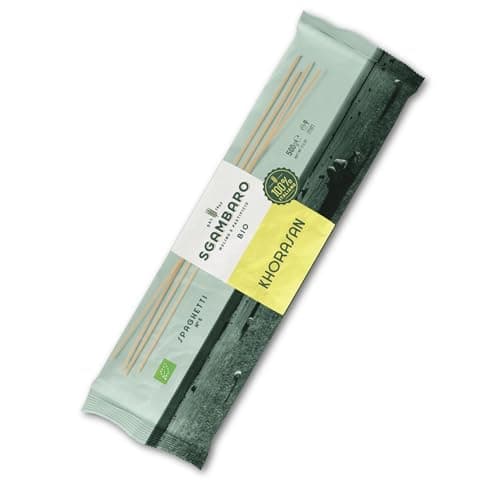 Sgambaro Bio Pasta Spaghetti N.5-500 g aus Khorasan-Weizen – Antiker, proteinreicher Weizen, 100% italienischer Anbau – Vielseitig in der Küche und nährstoffreich Bio Öko