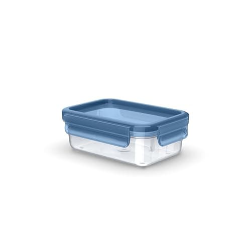 Emsa Clip & Close Eco Frischhaltedose, 0,55 L, Öko-Design, auslaufsicher, hygienisch, mikrowellen-/gefrier-/spülmaschinengeeignet, BPA-frei, Blau, N1171200 Öko