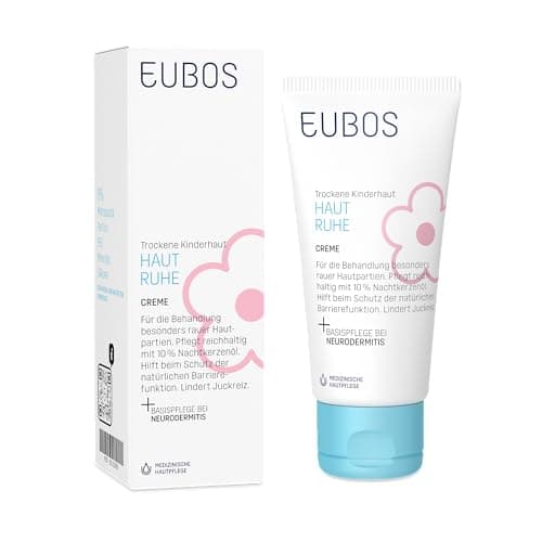 EUBOS HAUT RUHE | Creme | Beruhigende Pflege für empfindliche, trockene Kinder- und Babyhaut | Lindert Juckreiz und spendet Feuchtigkeit | Hautverträglichkeit dermatologisch bestätigt | 50ml Bio Öko