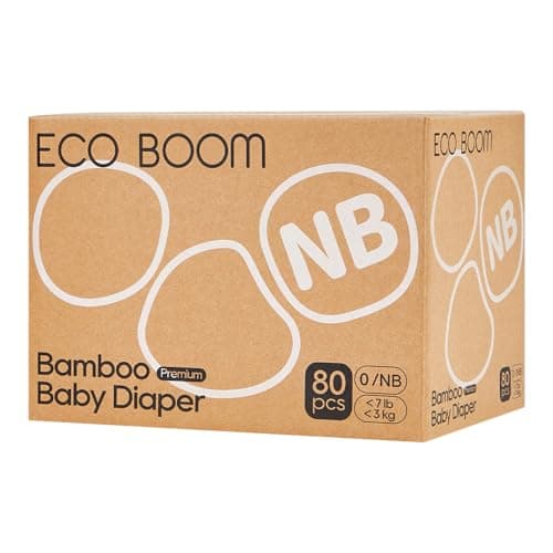 ECO BOOM Baby Premium Öko Windeln Größe 0 aus Bambus (0-3kg), für empfindliche Babyhaut, Halbmonatsbox,80 Stück