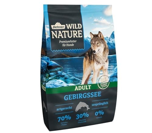 Dehner Wild Nature Hundefutter Gebirgssee, Trockenfutter getreidefrei / zuckerfrei, für ausgewachsene Hunde, Lachs / Huhn, 4 kg Bio Vegan