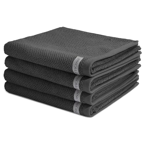Ross - 4 teiliges Frottier-Set - Selection Bio-Baumwolle (4 X Handtuch im Set) - 540 g/m2 - Baumwolle - Frottee - saugstark - weich und flauschig - Anthrazit Bio Öko