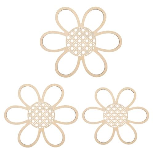 Xinjoduz 3 Stück Holzblumen Wanddeko Blume Des Lebens Deko Kinderzimmer Babyzimmer Deko Boho Yoga Wanddeko Naturholz Art Geometrische Ornamente Wandbehang Wanddekoration Holzausschnitte