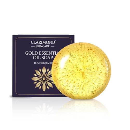 Clarimond Handgemachte Seife – Bio-Seife für Gesicht und Körper, Olivenöl, Kokosnuss, Teebaum- und Blattgold – Peeling, feuchtigkeitsspendend, vegan, Geschenk, alle Hauttypen (100 g) Bio Öko Vegan