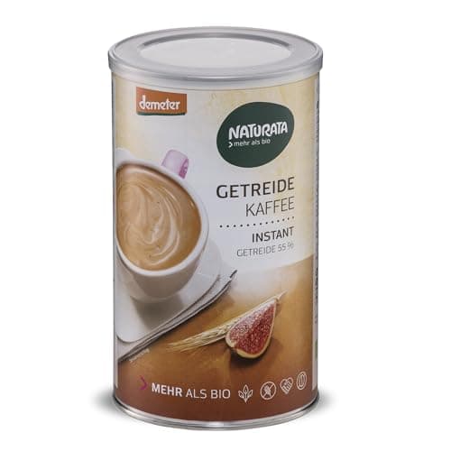 Naturata Bio Getreidekaffee Instant - 250 g Dose | Demeter-Qualität | Glutenfrei, Koffeinfrei & Vegan | Löslicher Bio-Kaffee aus Roggen, Gerste, Zichorien, Eicheln & Feigen Bio Vegan