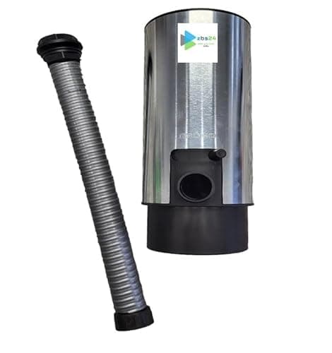 zbs24 Zink Regenwassersammler Design 100mm Set1 - Nachhaltigkeit und Desgin in Einem - inkl. 38cm Spiralschlauch und Regenfassanschlüssen Öko