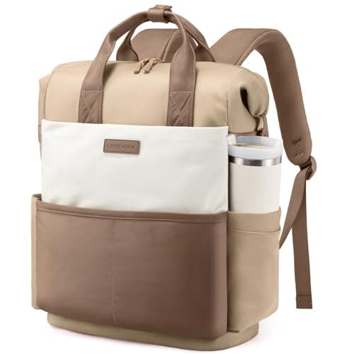 LOVEVOOK Rucksack Damen, Groß 15,6 Zoll Laptop Schulrucksack Teenager Wasserdicht, Tagesrucksäcke Backpack Women für Trinkflaschen, Arbeitstasche Lehrertasche Reiserucksack für Uni Büro, Khaki