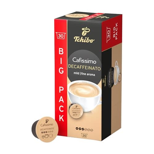 Tchibo Cafissimo Caffè Crema entkoffeiniert Kaffeekapseln, 30 Stück (Kaffee, mild mit feinem Aroma), nachhaltig & fair gehandelt Öko