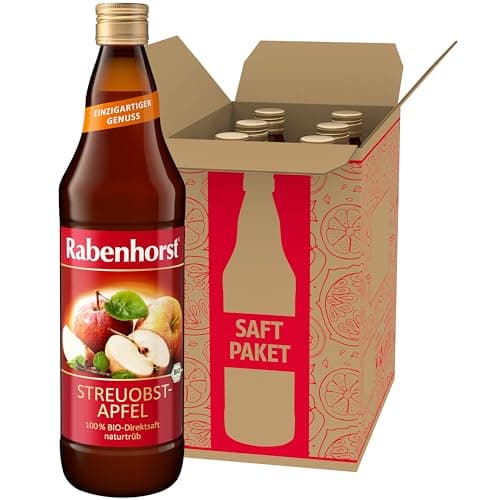 RABENHORST Streuobst-Apfel BIO 6er Pack (6*700 ml) - 100% Direktsaft naturtrüb aus Streuobst-Äpfeln in Bio-Qualität Bio