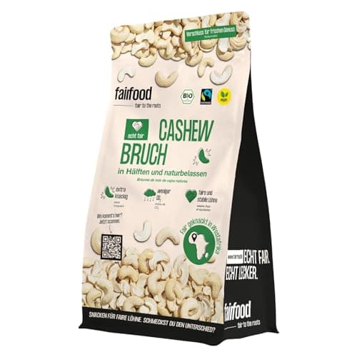 fairfood Freiburg Bio Cashewbruch naturbelassen 600 g - Fairtrade & Unbehandelt - aus kontrolliert biologischer Landwirtschaft Bio Öko Vegan