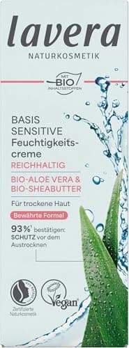 Lavera Naturkosmetik Basis Sensitiv Reichhaltige Feuchtigkeits Bio Aloe Vera & Sheabutter Creme, 1 x 50 ml Bio