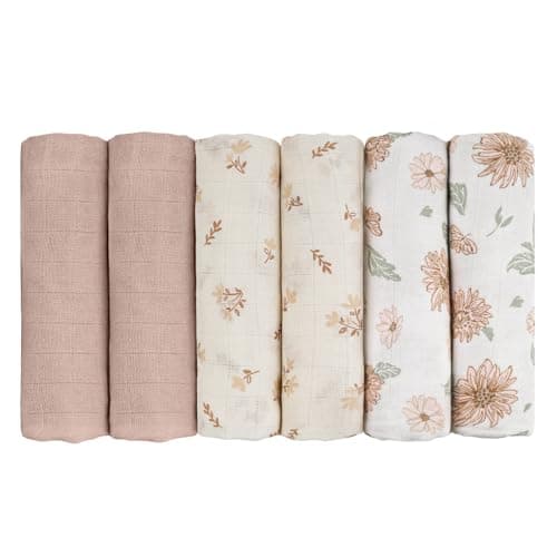 GLLQUEN BABY Musselintücher für Babys, 70 cm x 70 cm, 6er-Pack Spucktücher aus Baumwolle, saugfähig und atmungsaktiv und ideal zum Reinigen, Abwischen und Abdecken von Neugeborenen(Sonnenblume)
