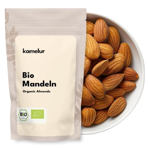 Kamelur 1kg Spanische BIO Mandeln natur – ganze geschälte Mandeln BIO mit Haut und ohne Zusätze Bio
