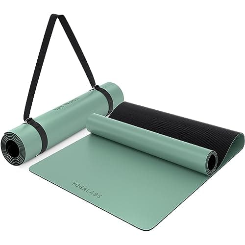 YOGALABS® - Premium Yoga-Matte STUDIO 185 x 68 x 0,4cm (groß) inkl. Trage-Gurt Grün ECO PU & Naturkautschuk - Antirutsch-Beschichtung Gymnastik- & Pilates-Matte rutschfest, nachhaltig, schadstofffrei Bio Öko