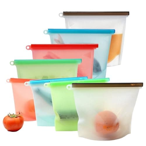 8 Stück Auslaufsichere Lunchpakete, Wiederverwendbare Gefrierbeutel, Gefrierbeutel, Frischhaltebeutel aus Silikon mit Stehendes Boden-Design zum Aufbewahren von Gemüse, Snacks