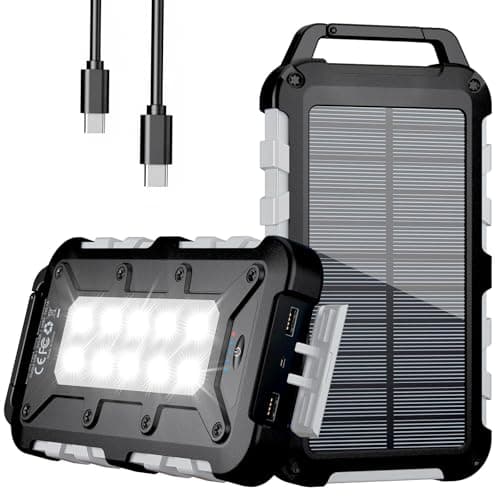 Solar Powerbank Outdoor 26800mAh, PD15W Tragbare Solar Ladegerät mit Solarpanel USB C Externer Akku Wasserdichtes mit LED Taschenlampe und 3 Ausgängen für Camping, Smartphones, Tablets