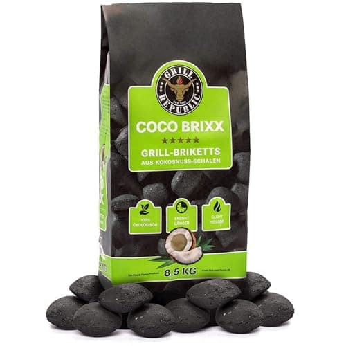 Grill Republic Kokos Briketts Grillbriketts Kokoskohlen für Den Kugel- und Standgrill | Nachhaltig, Hoher Heizwert und 3X Längere Brenndauer | 8,5kg … Öko